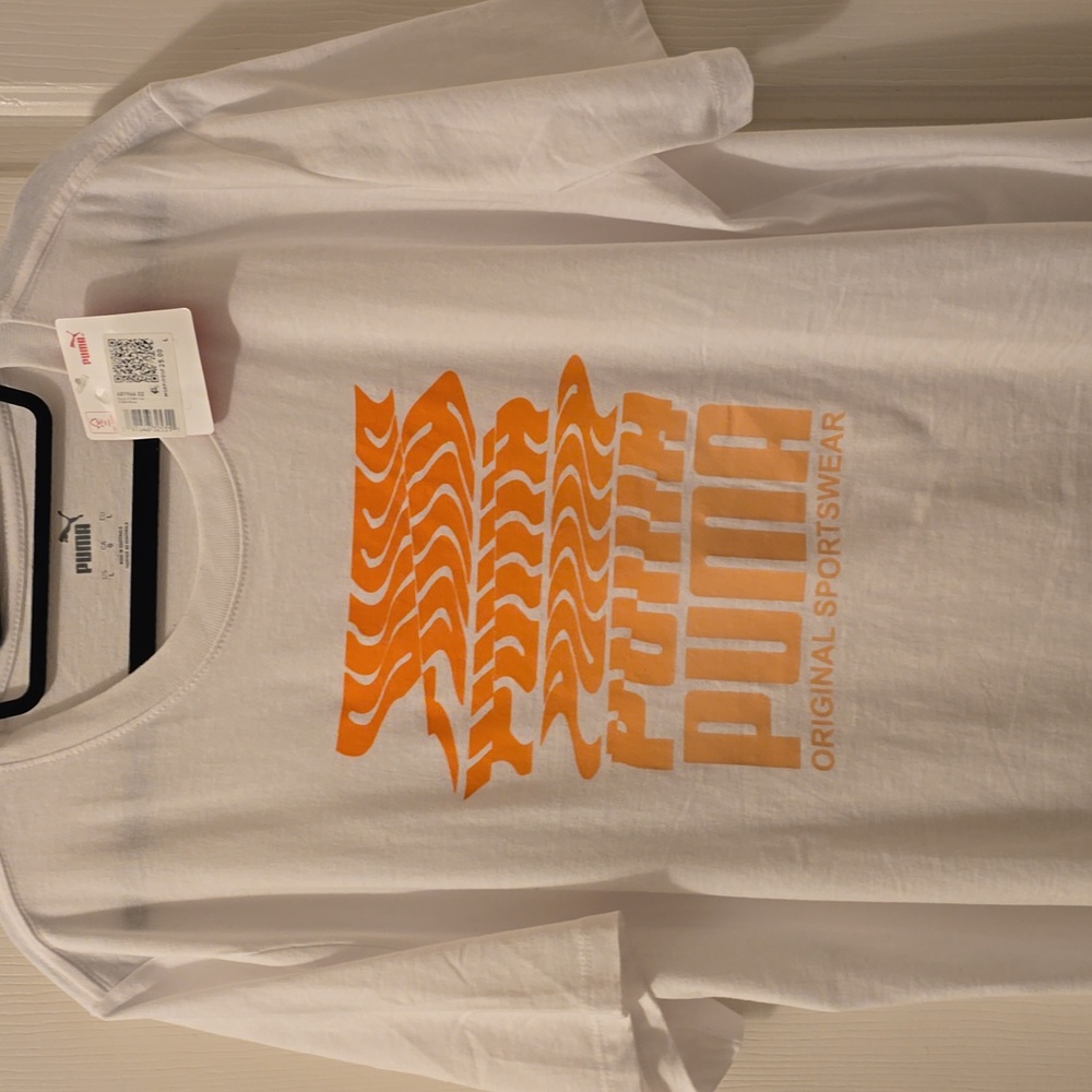 PUMA SIGNATURE BRAND MEN'S WHITE SHORT SLEEVE TEE-SHIRT SIZE LARGE
